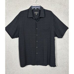 Club Room Luxury Mens Black Short Sleeve Button-Down Silk Blend Shirt XL P.O.
